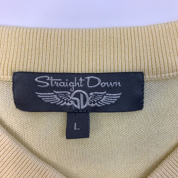 Straight Down Sweater Mens L Yellow Pima Cotton V Neck Long Sleeve Pullover - Picture 6 of 16